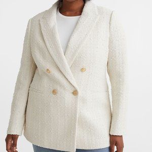 Textured-weave Off-white Blazer - XL